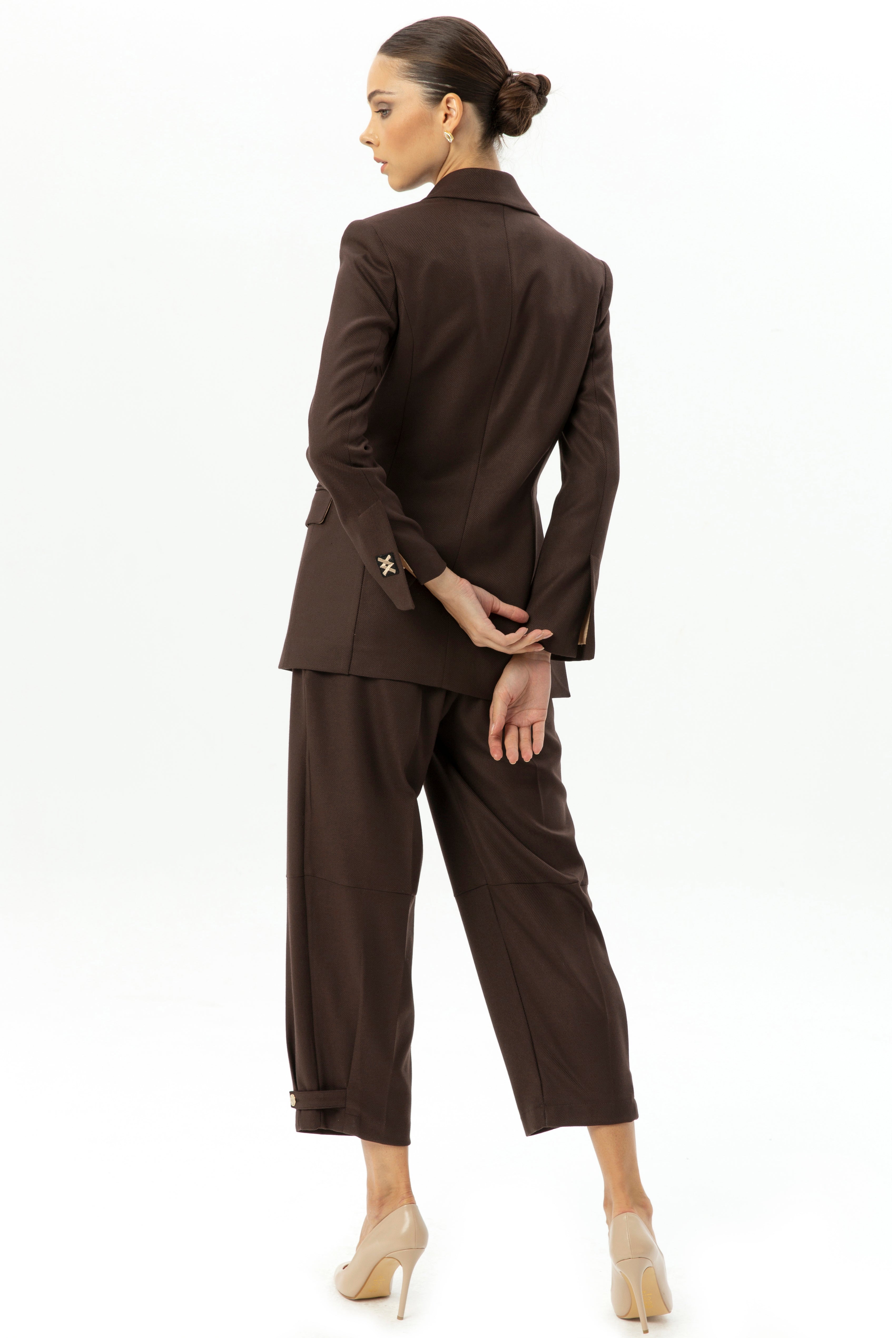 Double Breasted Closure Jacket Trouser Suit