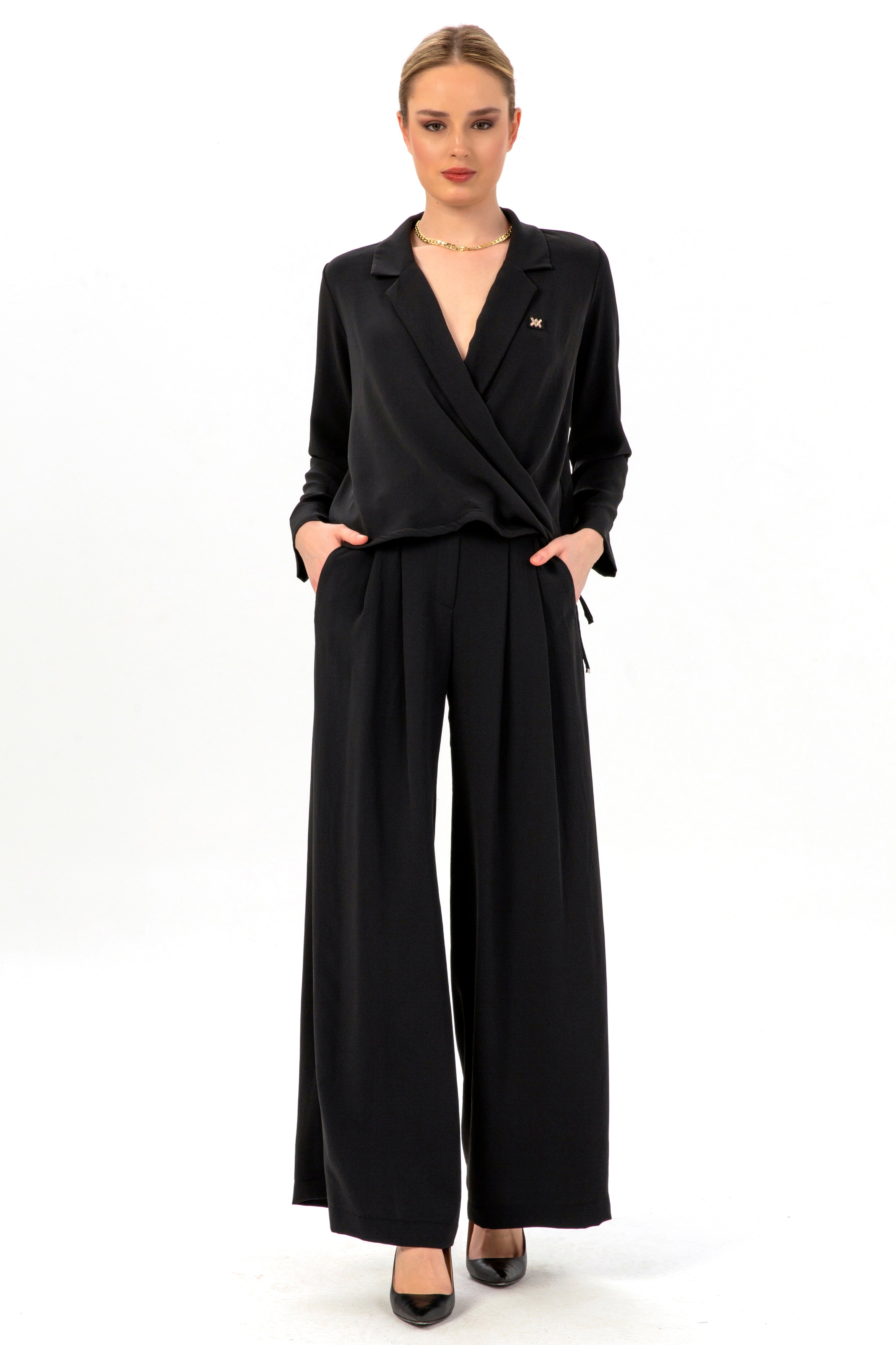 Double-Breasted Blouse Set