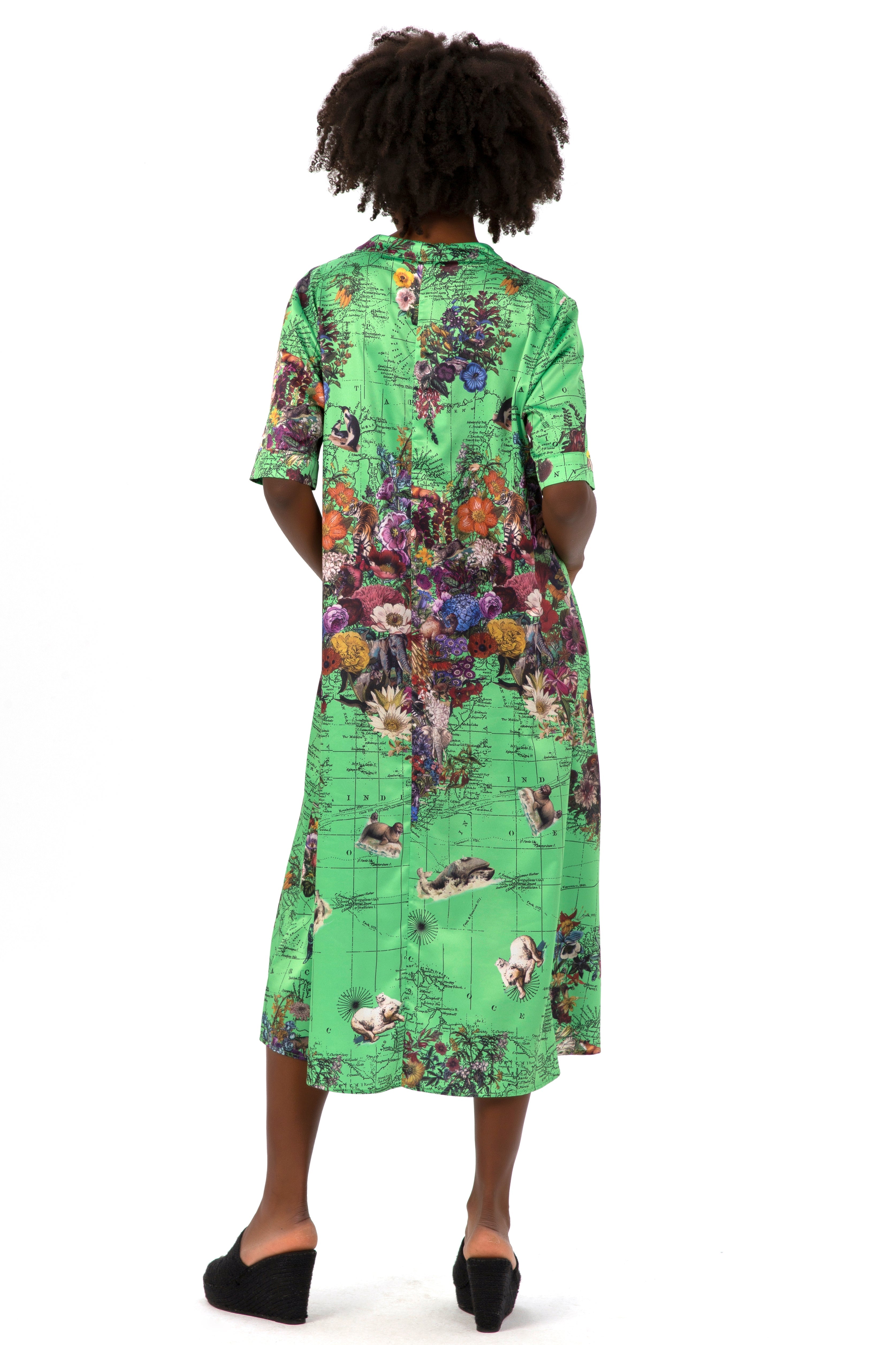 Green Floral Print Dress