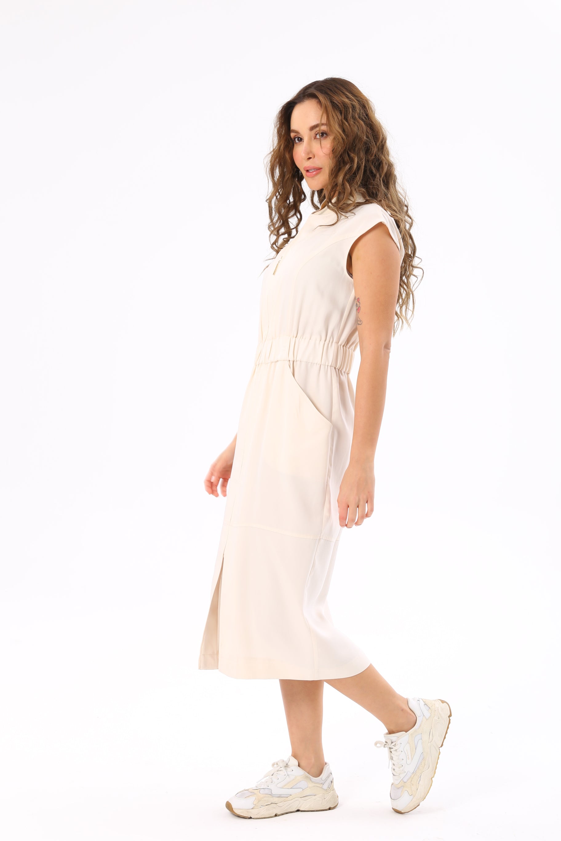 Slit Detailed Midi Dress