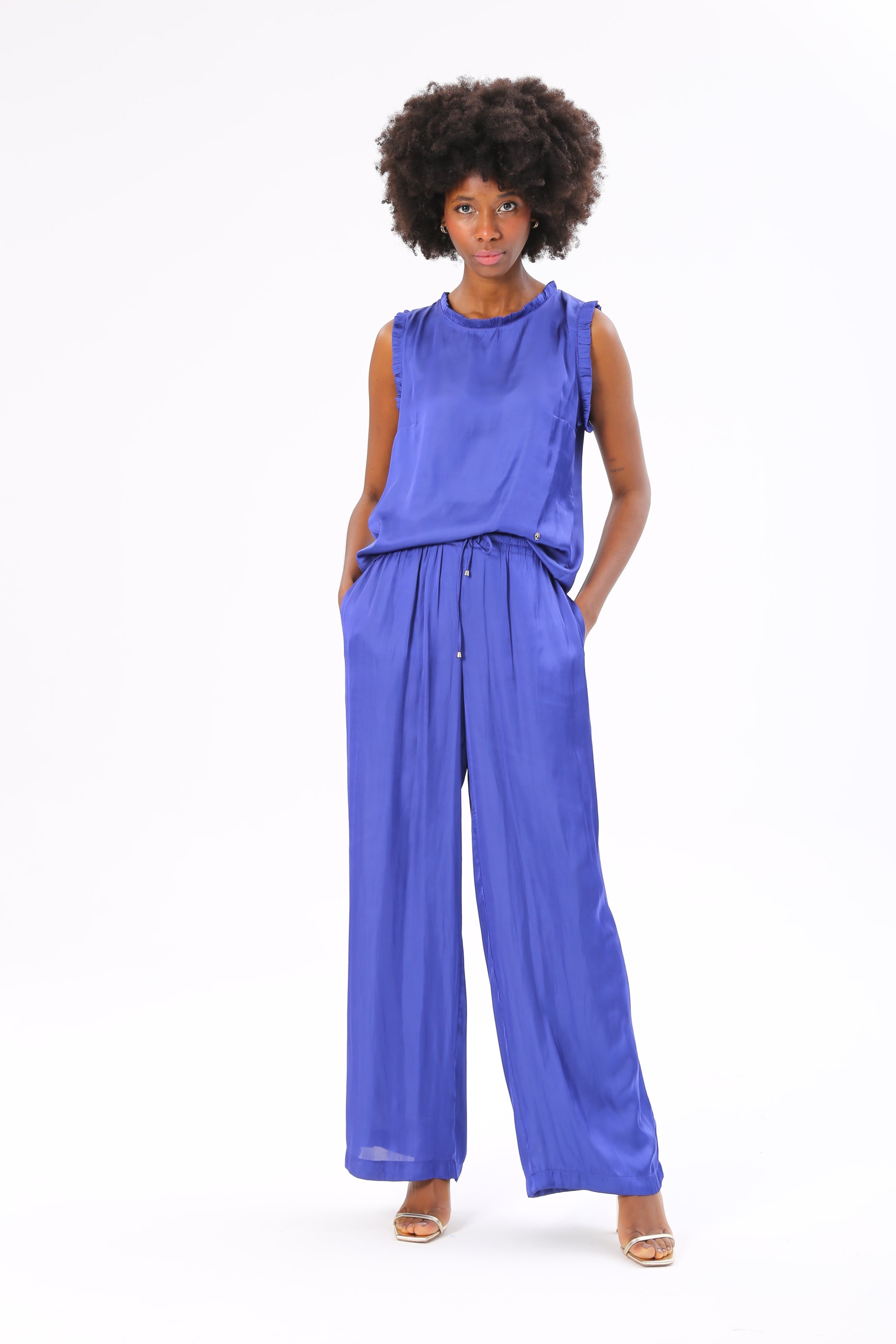 Ruffle Detail Flowy Suit