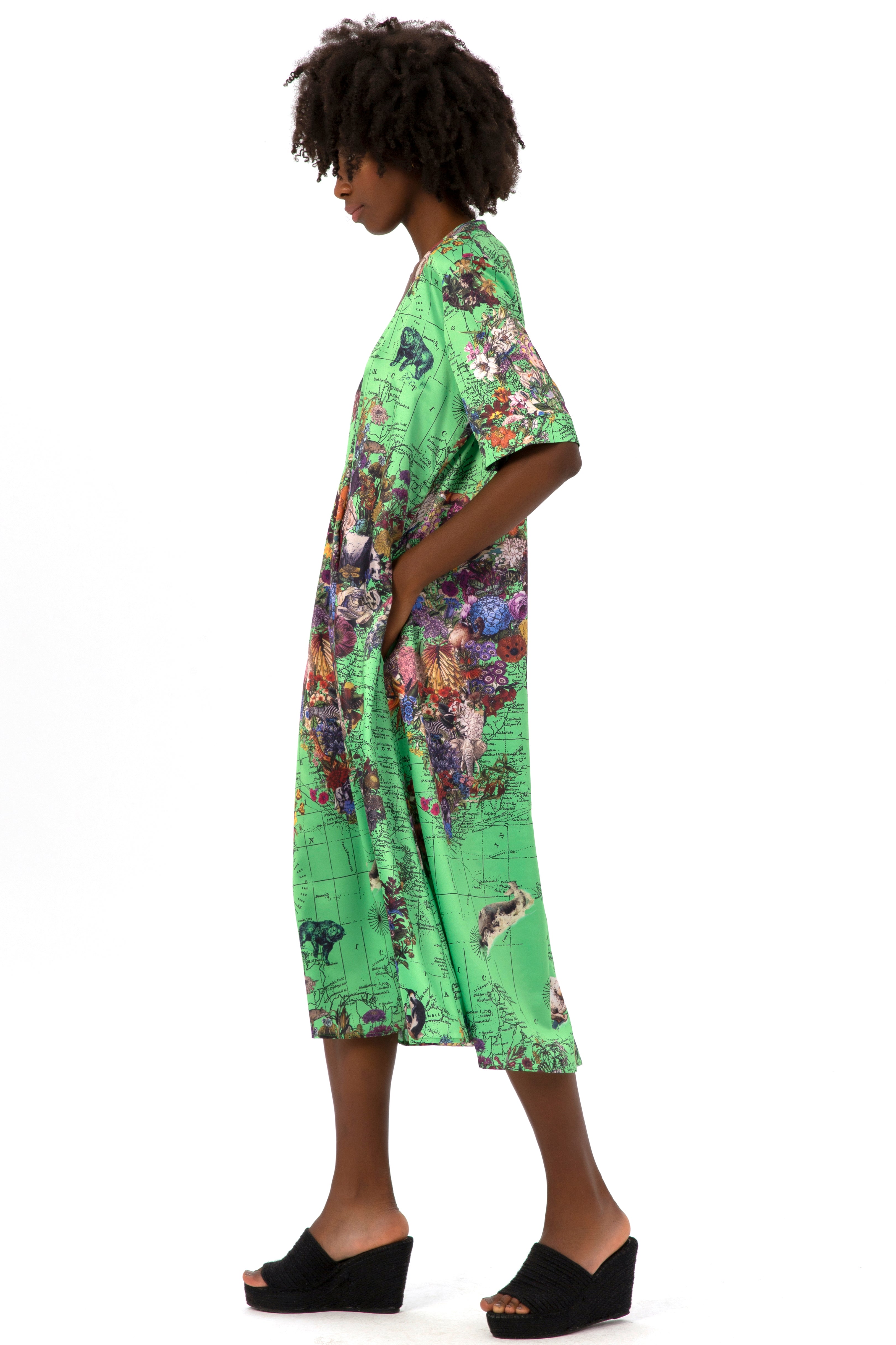 Green Floral Print Dress