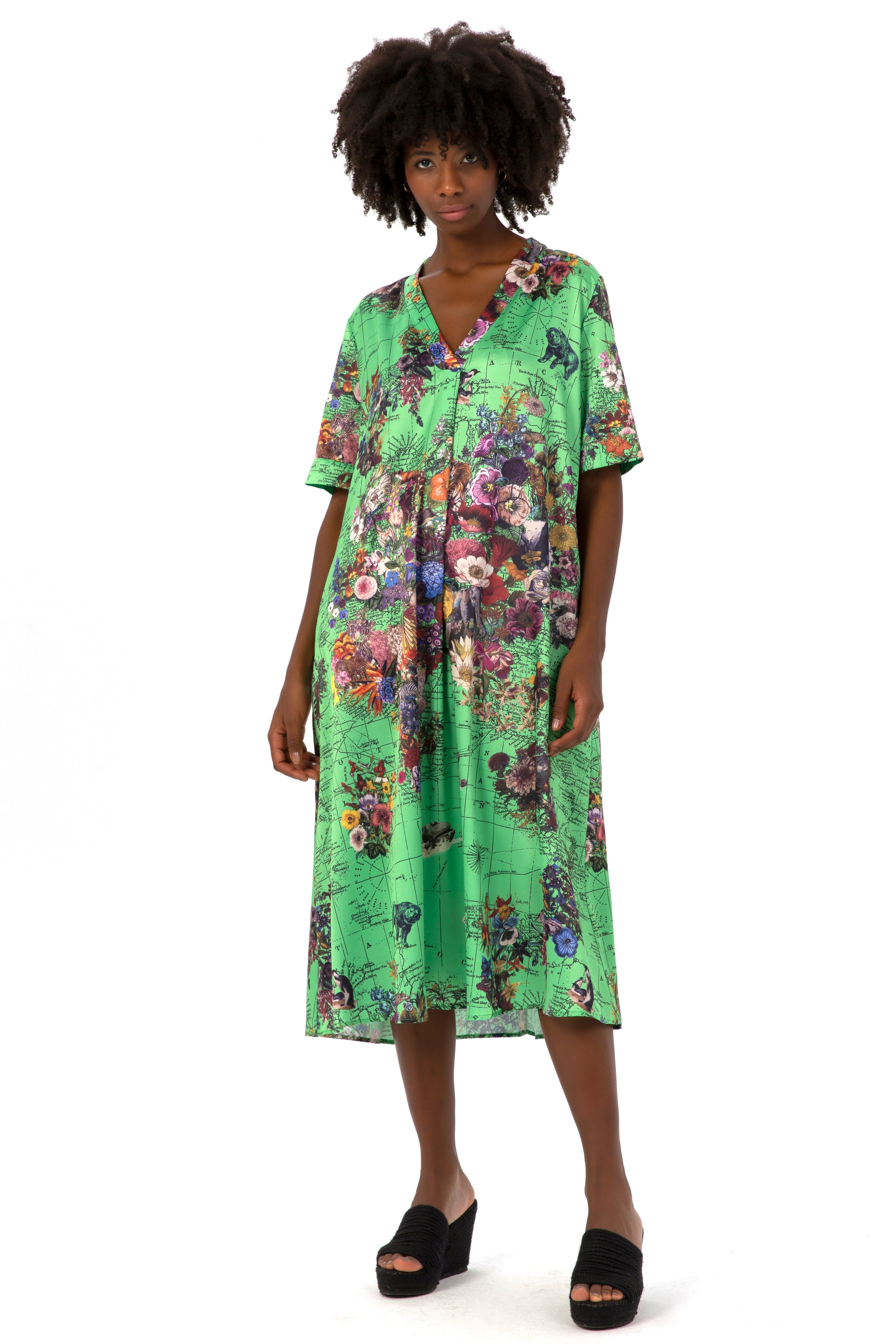 H&m green shop floral dress